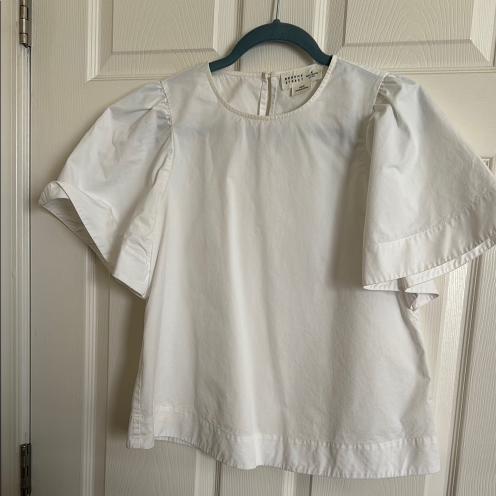 Kate Spade Ivory Flutter Sleeve Top